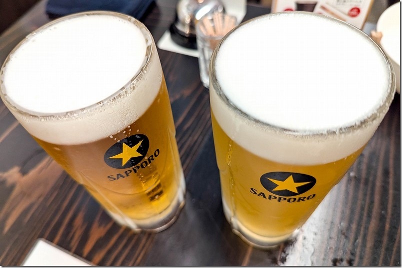 かぼすビールとサッポロソラチエースで乾杯 立ち呑み たたんばぁ 福岡本店