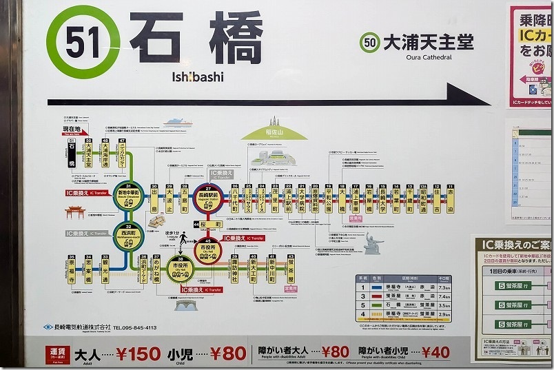 長崎 路面電車の路線図