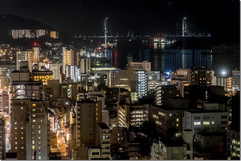 長崎市役所 展望フロア 女神大橋方面の夜景