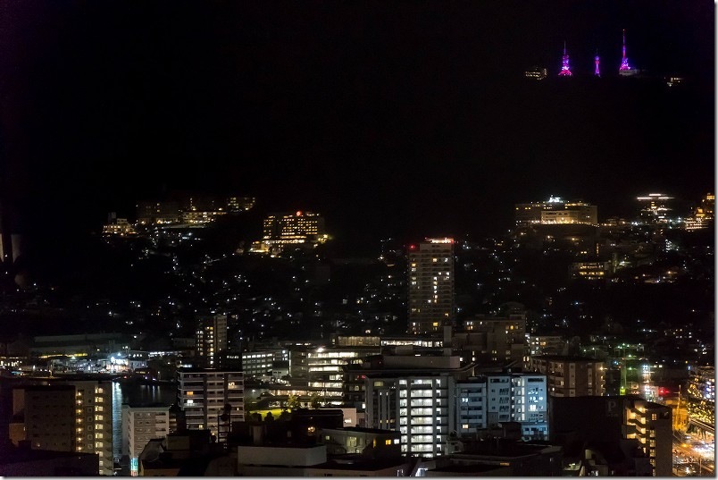 長崎市役所 展望フロア 稲佐山方面の夜景