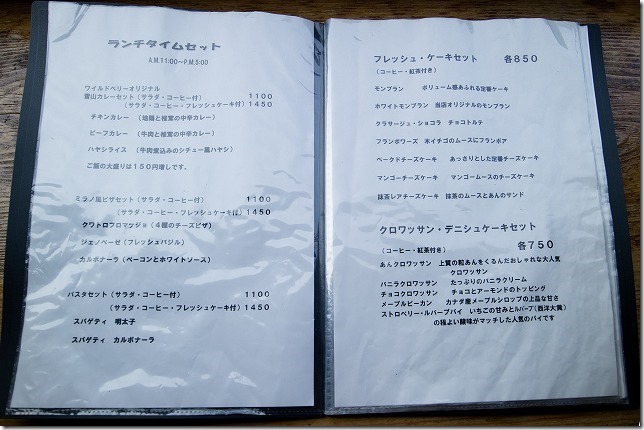 田園喫茶ワイルドベリーのランチメニュー 田園喫茶ワイルドベリーのランチメニュー