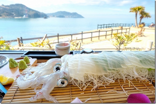 糸島波平のイカ活き造りと海 糸島波平のイカ活き造りと海