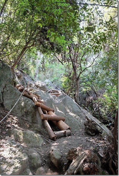 子供と飯盛山登山、ハシゴ場 子供と飯盛山登山、ハシゴ場