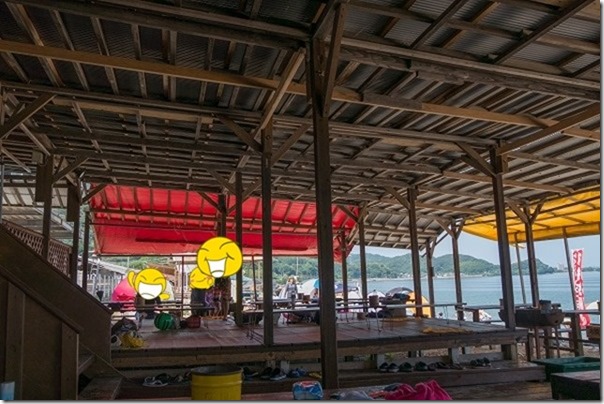深江海水浴場、海の家、波の座敷席