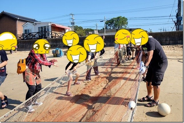 糸島,初音旅館で地引網を引く 糸島,初音旅館で地引網を引く