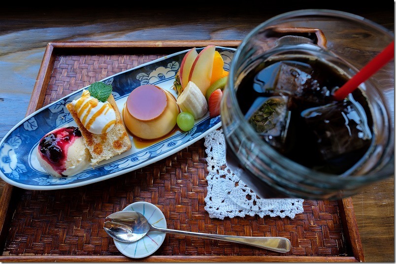 今宿・花野季のプリンあらもーど母屋風とアイス珈琲 今宿・花野季のプリンあらもーど母屋風とアイス珈琲