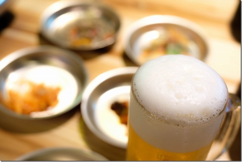 糸島、上の焼肉屋の生ビール