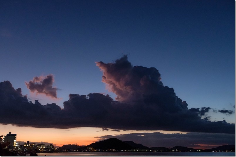 今宿,長垂海浜公園,花火大会の会場の日の入り 今宿,長垂海浜公園,花火大会の会場の日の入り