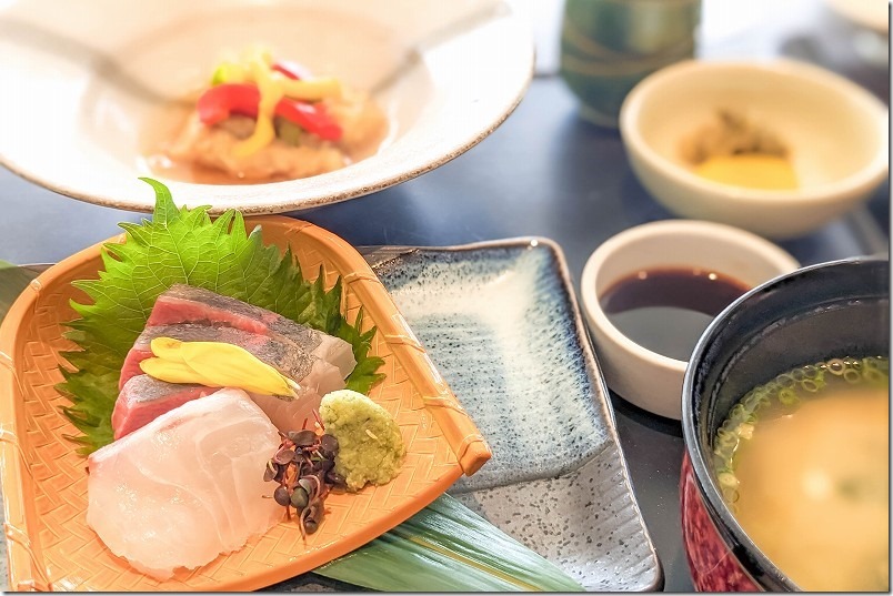 福岡山王病院の人間ドック後の食事・和食、お刺身 福岡山王病院の人間ドック後の食事・和食、お刺身