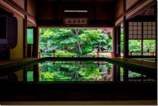 佐世保の映り込みが綺麗なお寺(寿福寺の新緑)