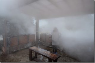 冬の豊礼の湯(ほうれいのゆ) 家族風呂と地獄蒸し(阿蘇郡小国町)