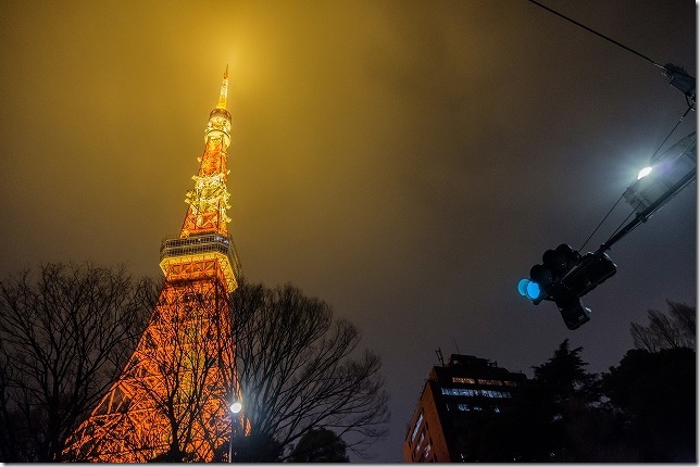 東京タワー前の信号機