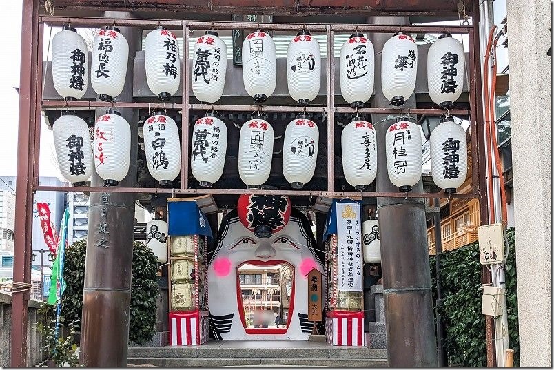 櫛田神社の北神門のお多福面