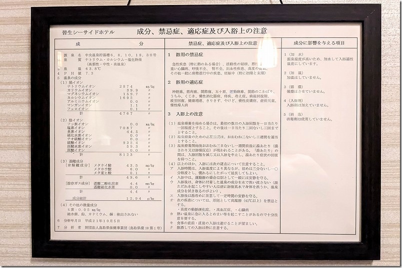 皆生シーサイドホテル 海の四季 温泉 泉質