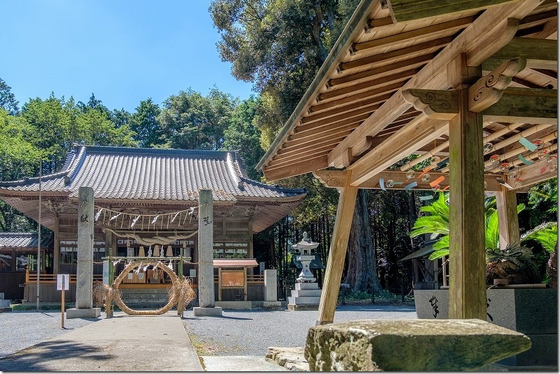 岩戸見神社を参拝 本殿、茅の輪、手水舎、風鈴