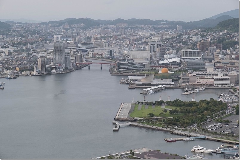 JR長崎駅、長崎水辺の森公園、長崎県庁 鍋冠山展望台からの景観