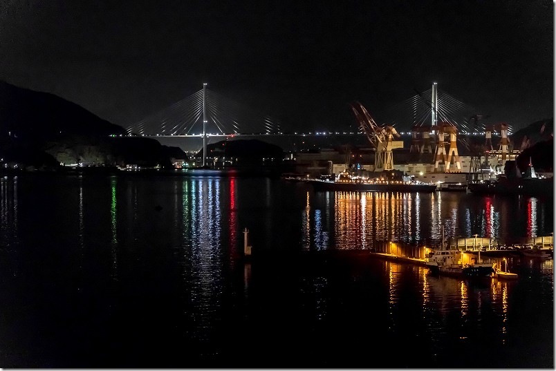 長崎県庁 8F 展望テラスからの夜景 長崎港の夜景【女神大橋 方面】