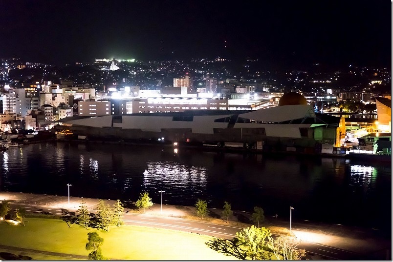 長崎県庁 8F 展望テラスからの夜景 長崎港ターミナル ドラゴンプロムナード