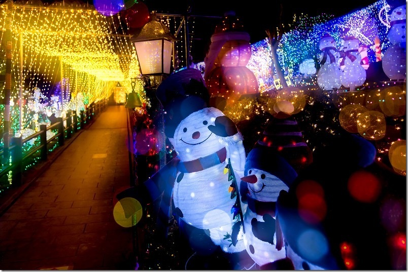 道の駅 おおとう桜街道のイルミネーション 光のトンネル 雪だるま 道の駅 おおとう桜街道のイルミネーション 光のトンネル 雪だるま