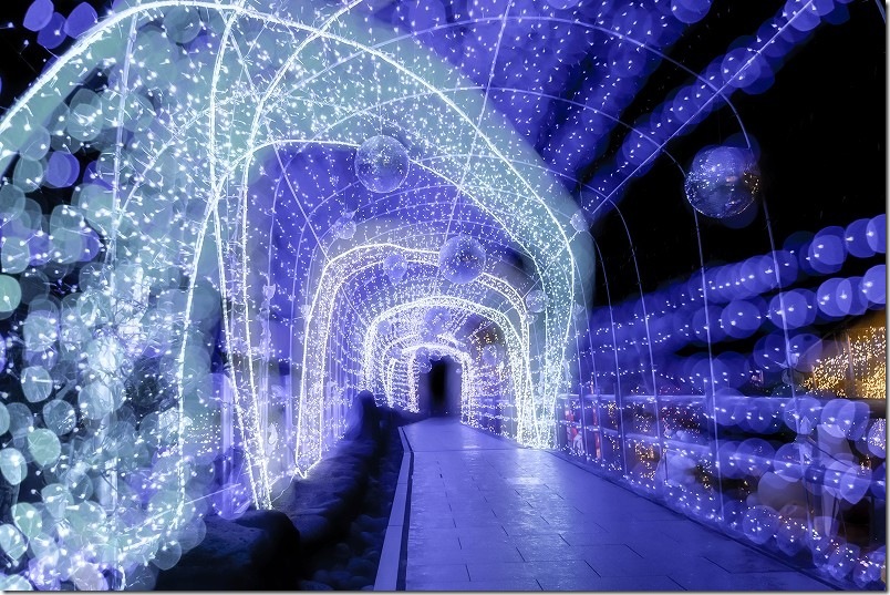 道の駅 おおとう桜街道のイルミネーション 温泉へのスロープ・光のトンネル 道の駅 おおとう桜街道のイルミネーション 温泉へのスロープ・光のトンネル