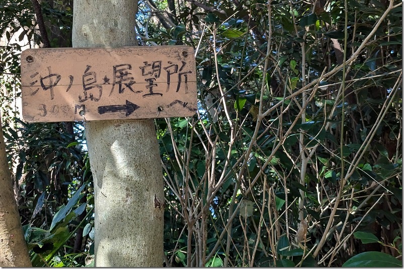 織幡神社の境内裏手から沖ノ島展望所へ【約300mの山道】