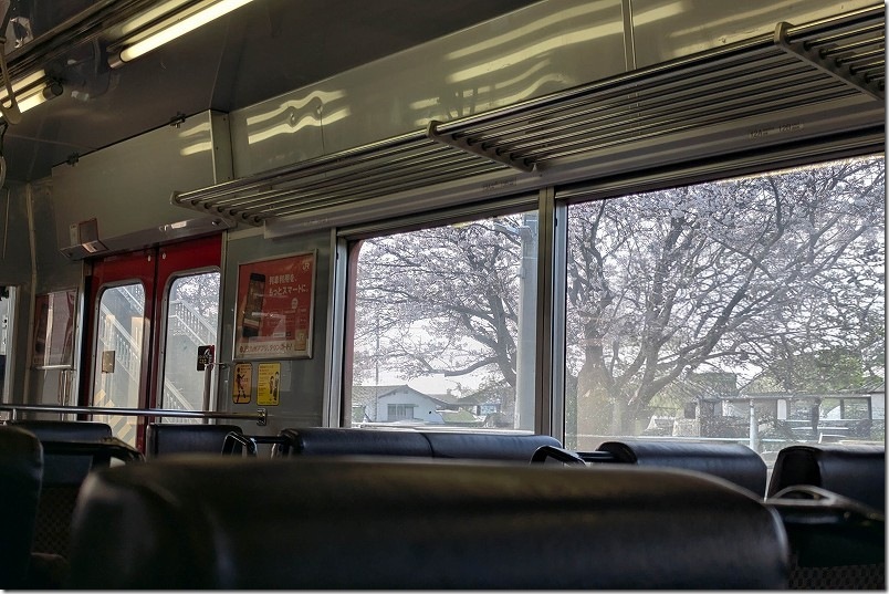 久大本線 うきは駅で乗り継ぎ|車窓から見た桜 久大本線 うきは駅で乗り継ぎ|車窓から見た桜
