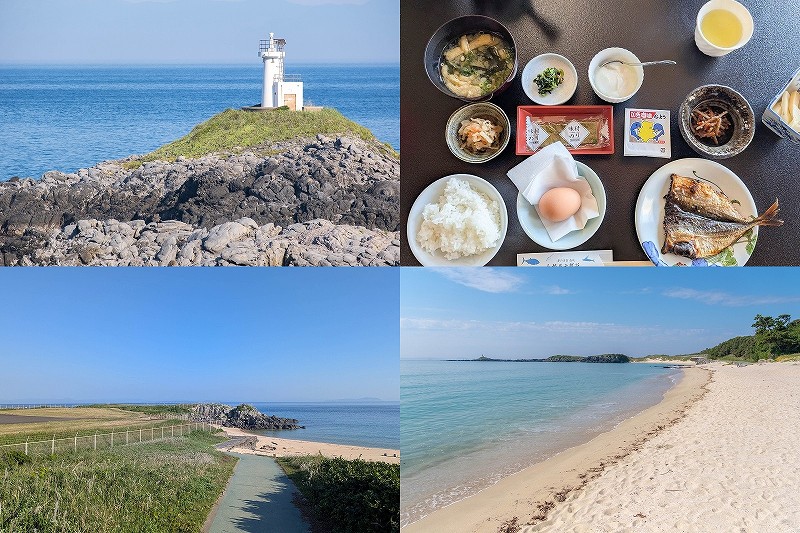 壱岐・繁屋千賀荘の朝食と周辺散策｜小松浜・大浜・壱岐乙島灯台を歩いてみた