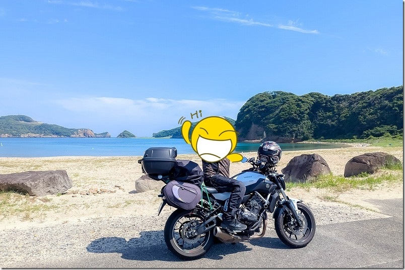 バイクツーリングで串山海水浴場へ到着