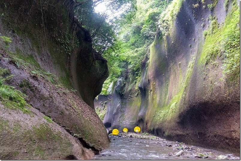 由布川峡谷の上流にある、閉鎖されている椿入口の階段
