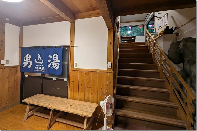 温泉をあがって食事処へ|地下の温泉入口 温泉をあがって食事処へ|地下の温泉入口