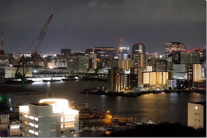 西公園新展望台からの夜景｜天神方面・長浜の港越しの街明かり